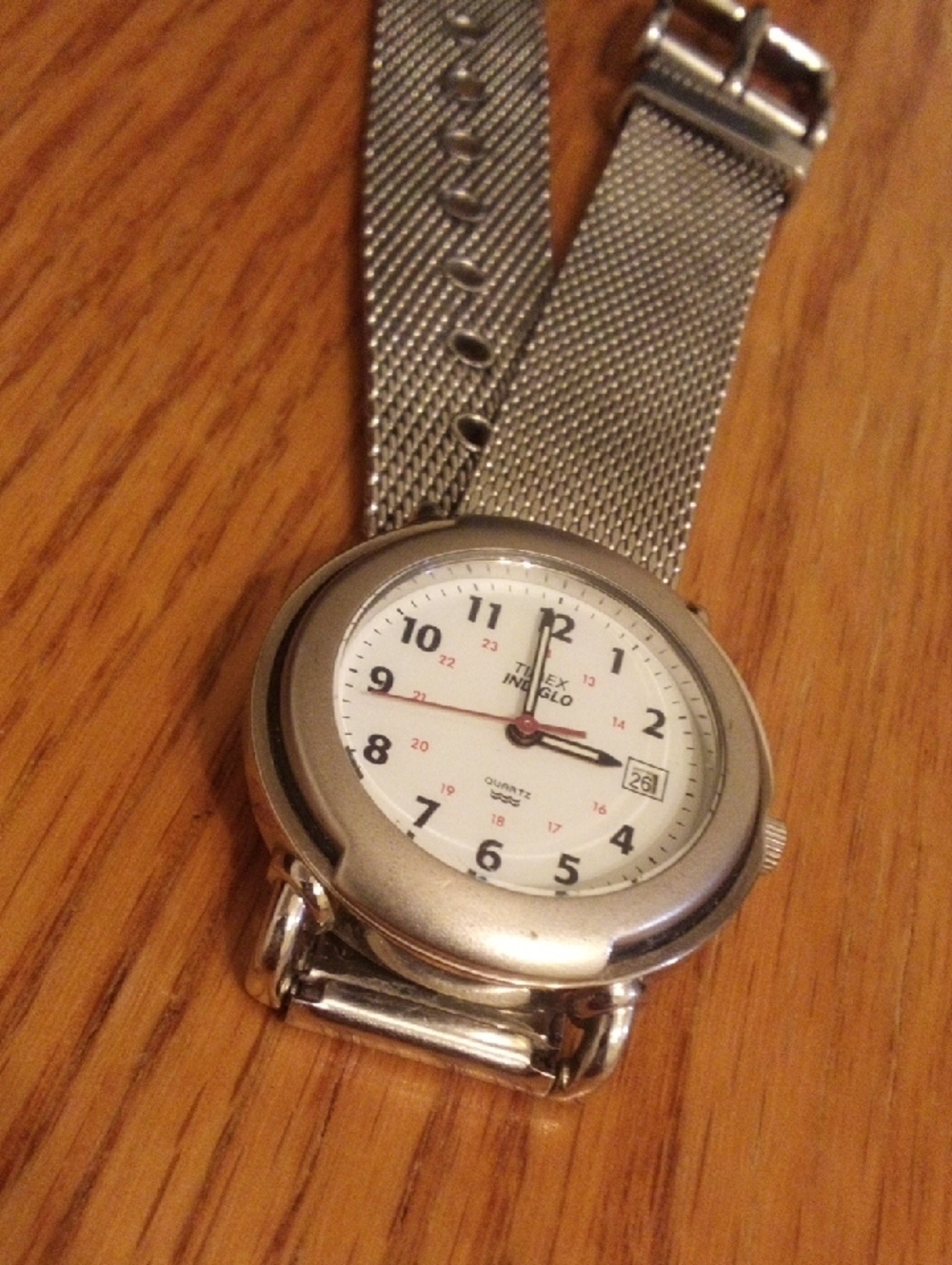 Timex Silver Case White Dial Mesh Band Watch